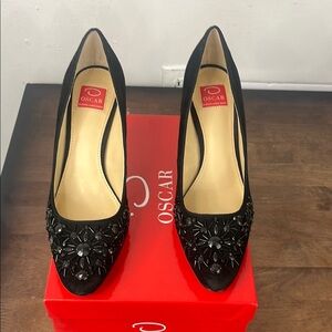 Oscar de la Renta Black Embellished Heels